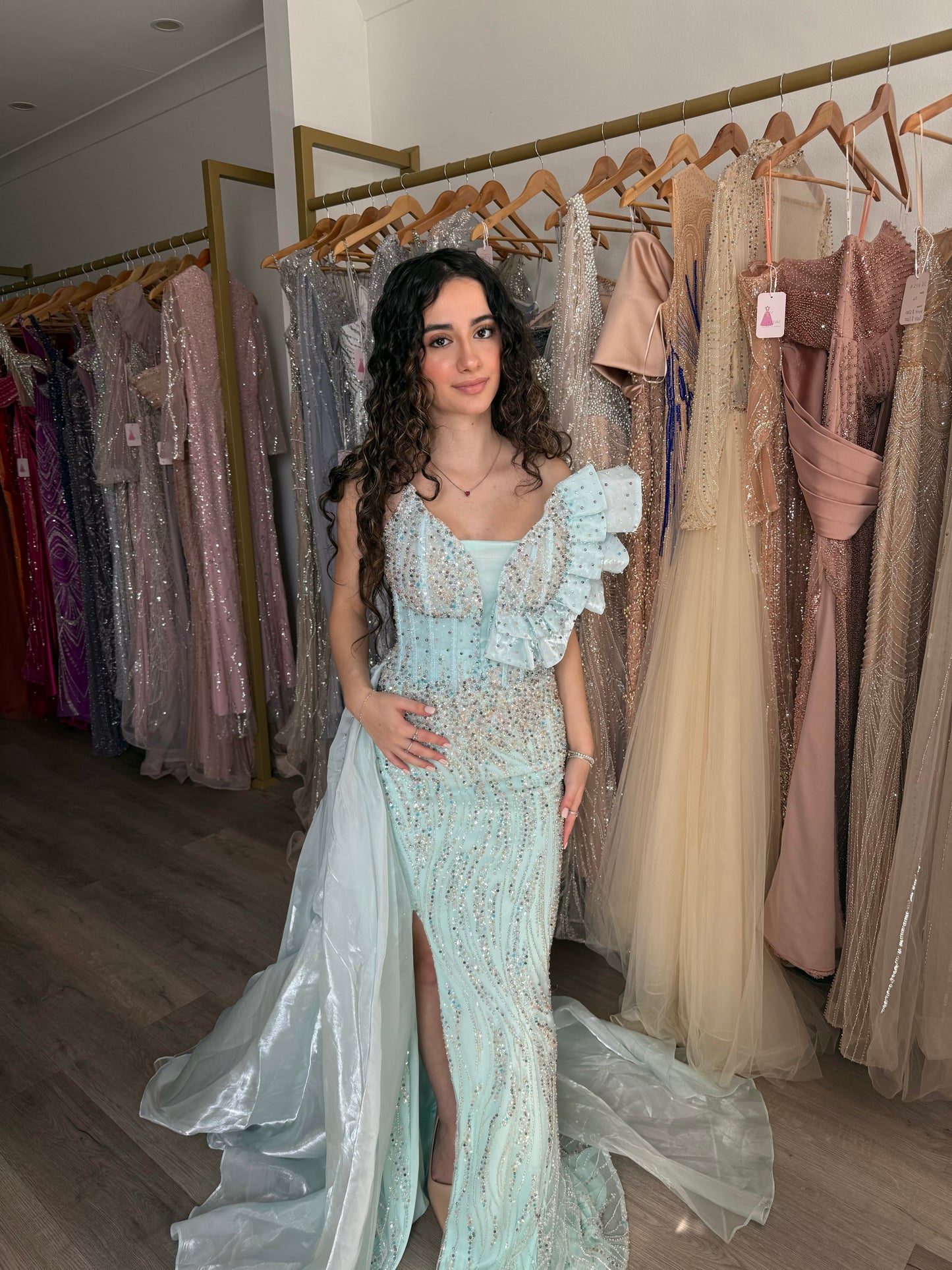 Light blue fully beaded