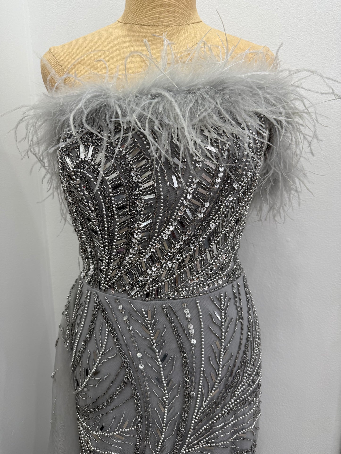 Grey Fully beaded dress