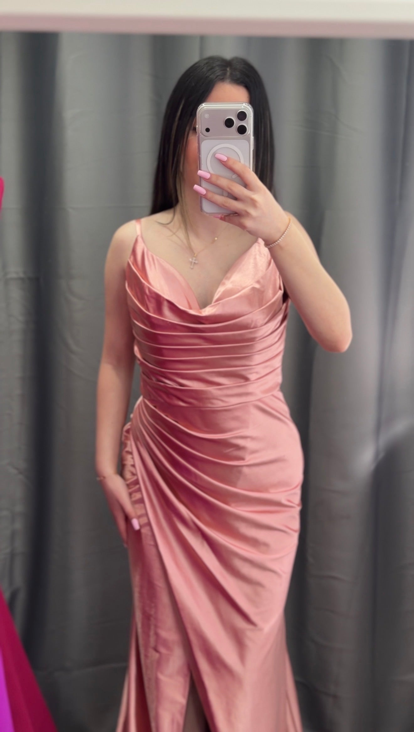 Light pink satin/silk formal dress