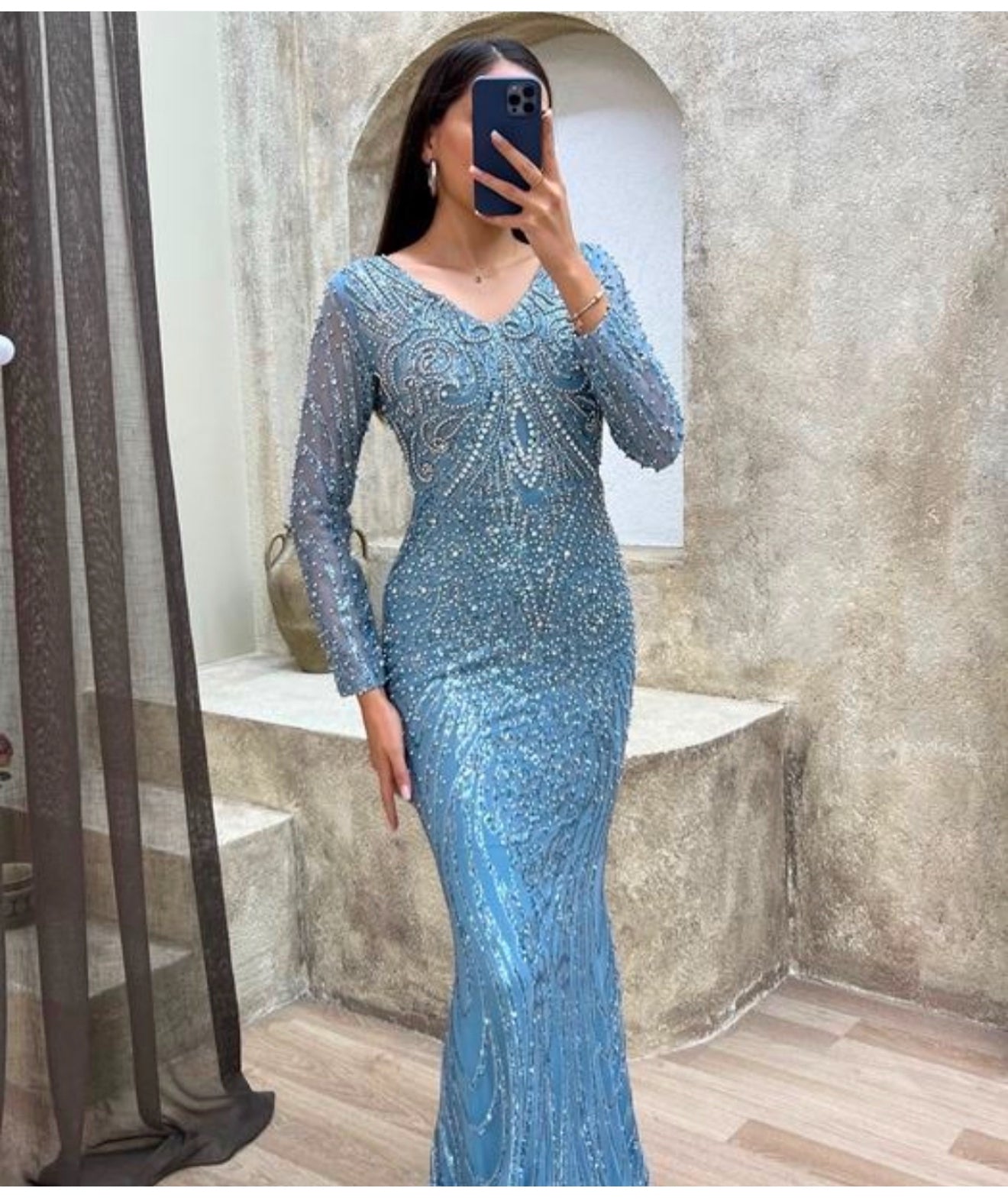 Blue fully beaded