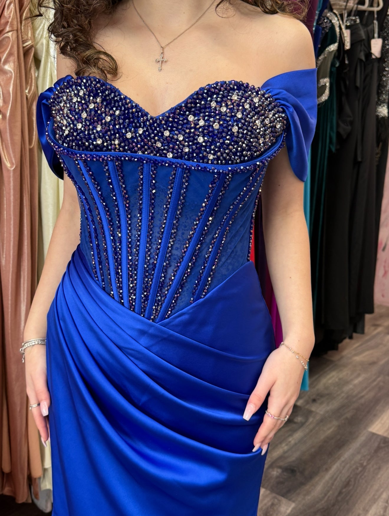 Royal blue corset with beading