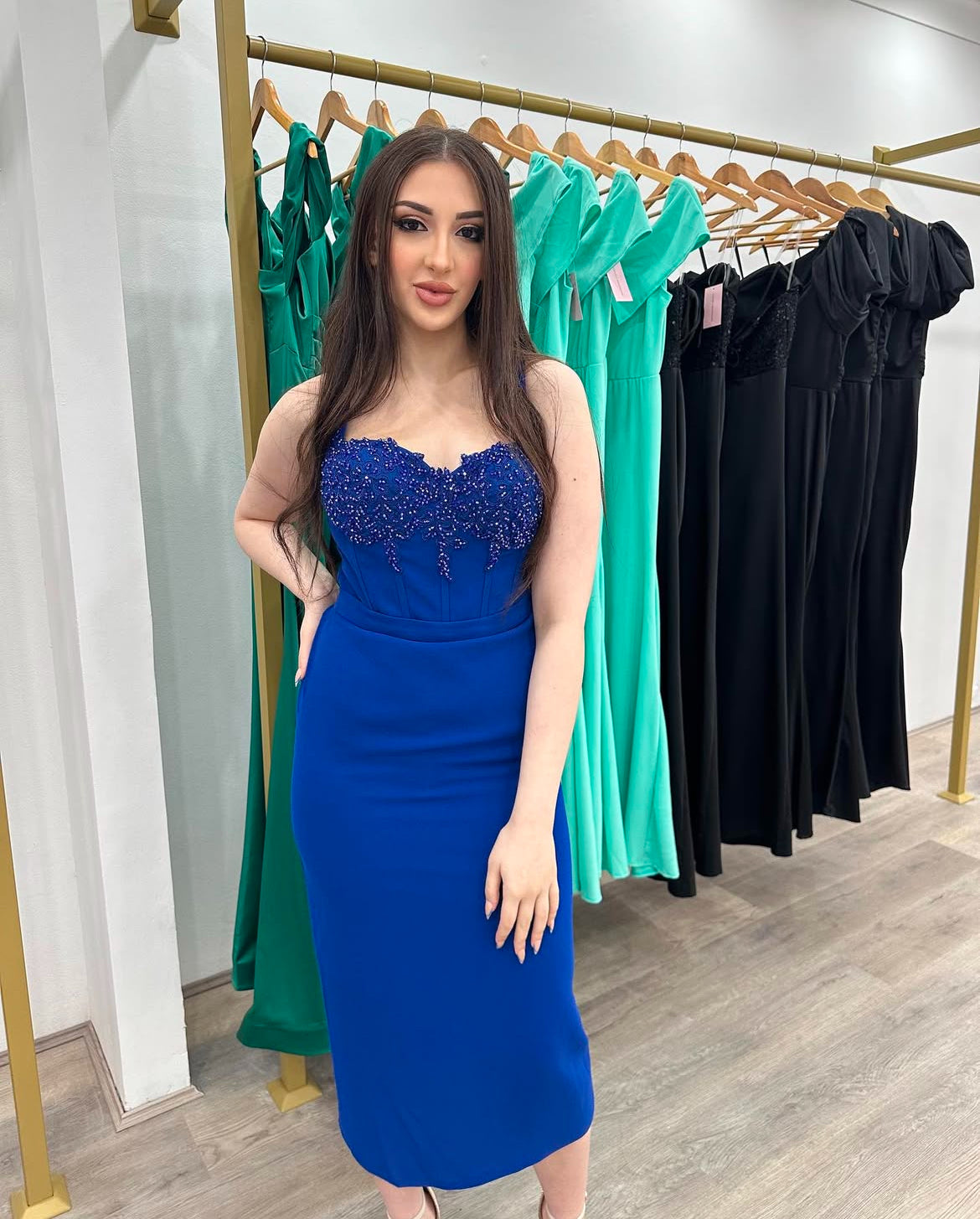 Royal blue midi dress