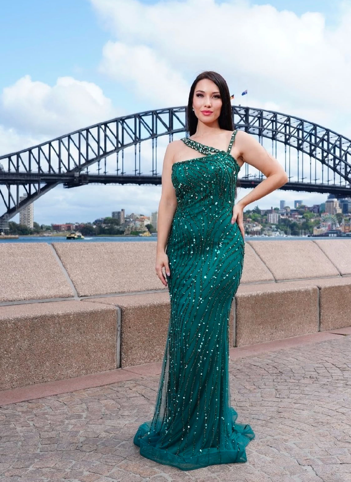 Green fully beaded