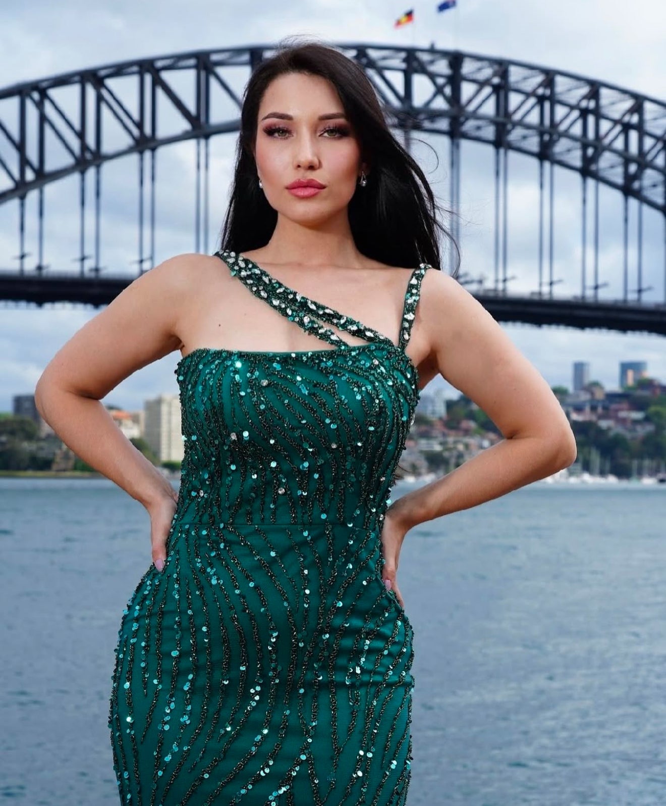 Green fully beaded