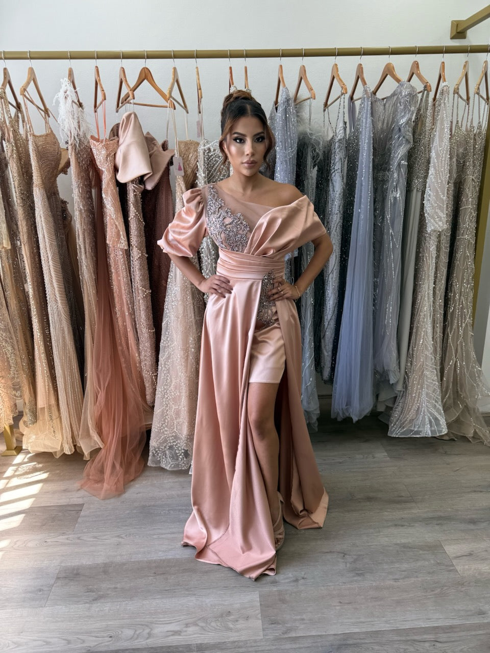 nude/pink formal dress