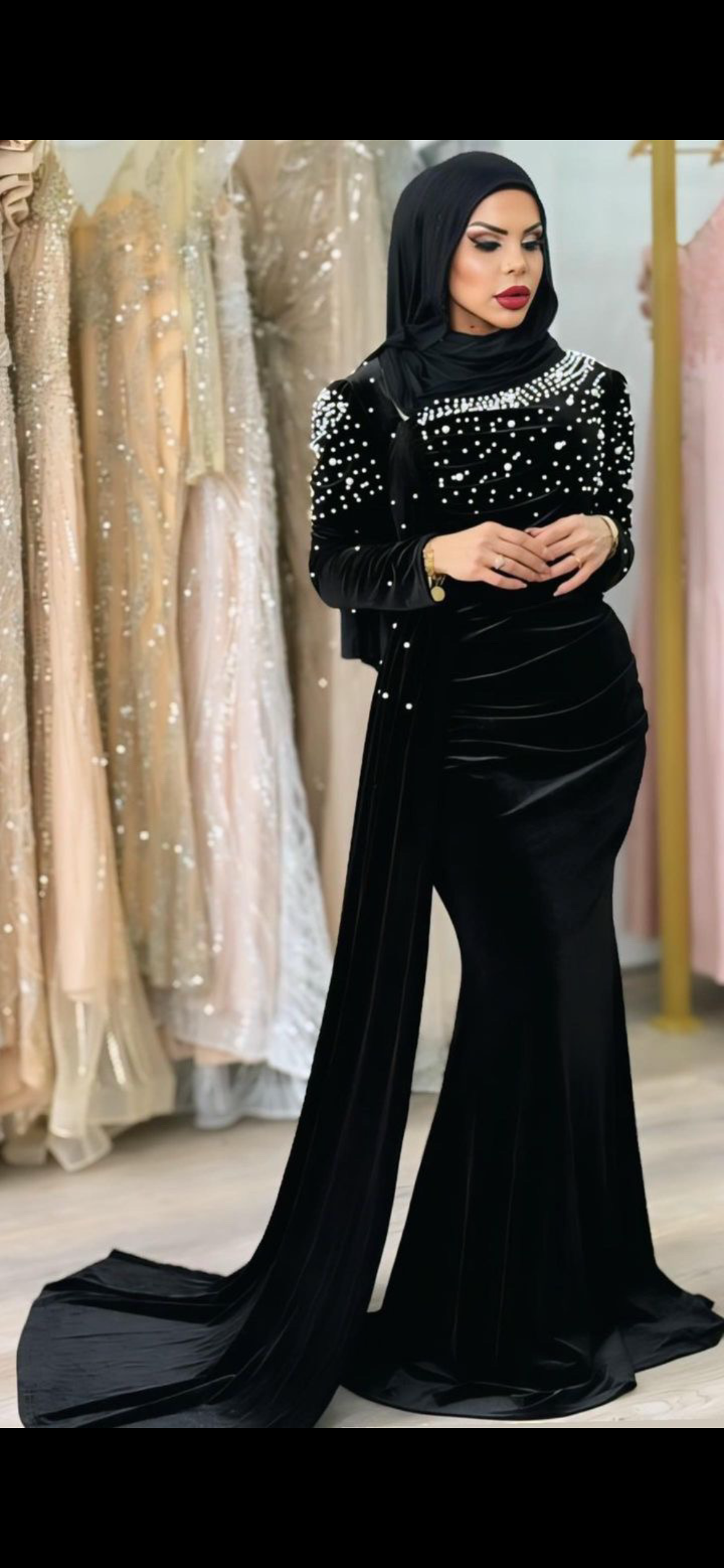 Black velvet long sleeve