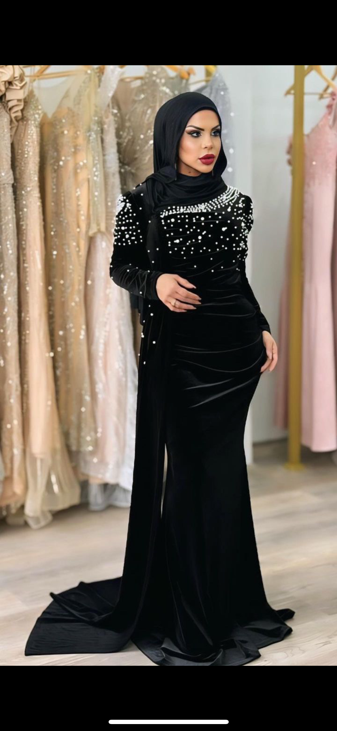 Black velvet long sleeve