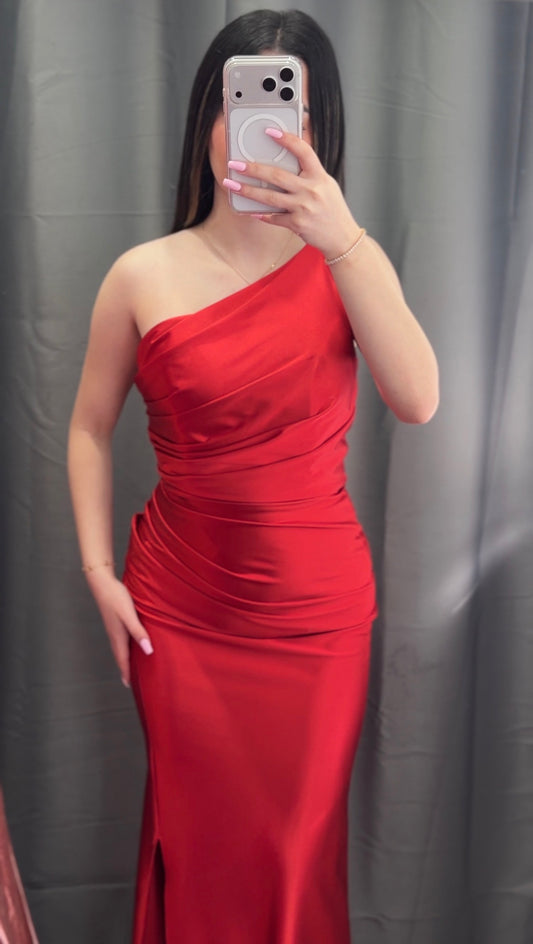 Red satin/silk formal dress