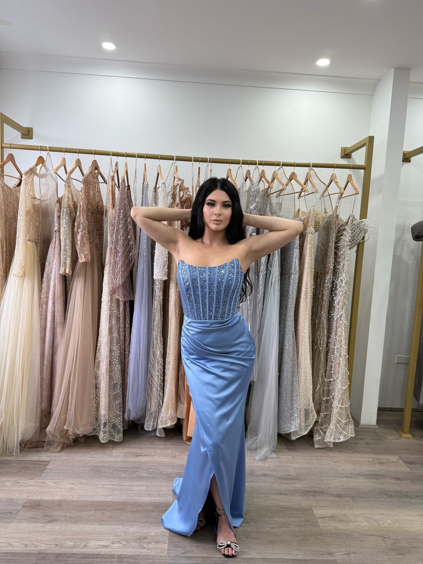 Blue corset formal dress