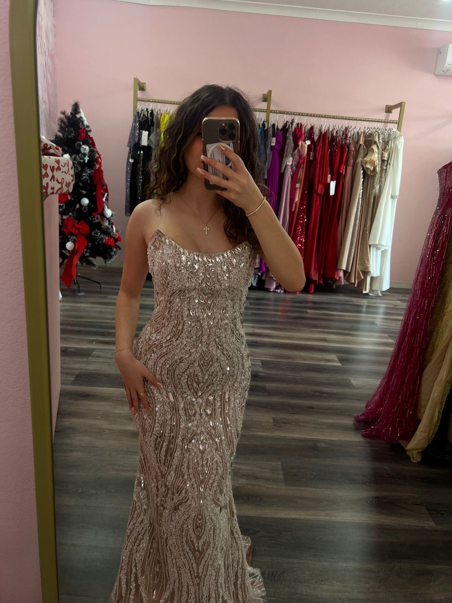 Special custom made nude/silver dress