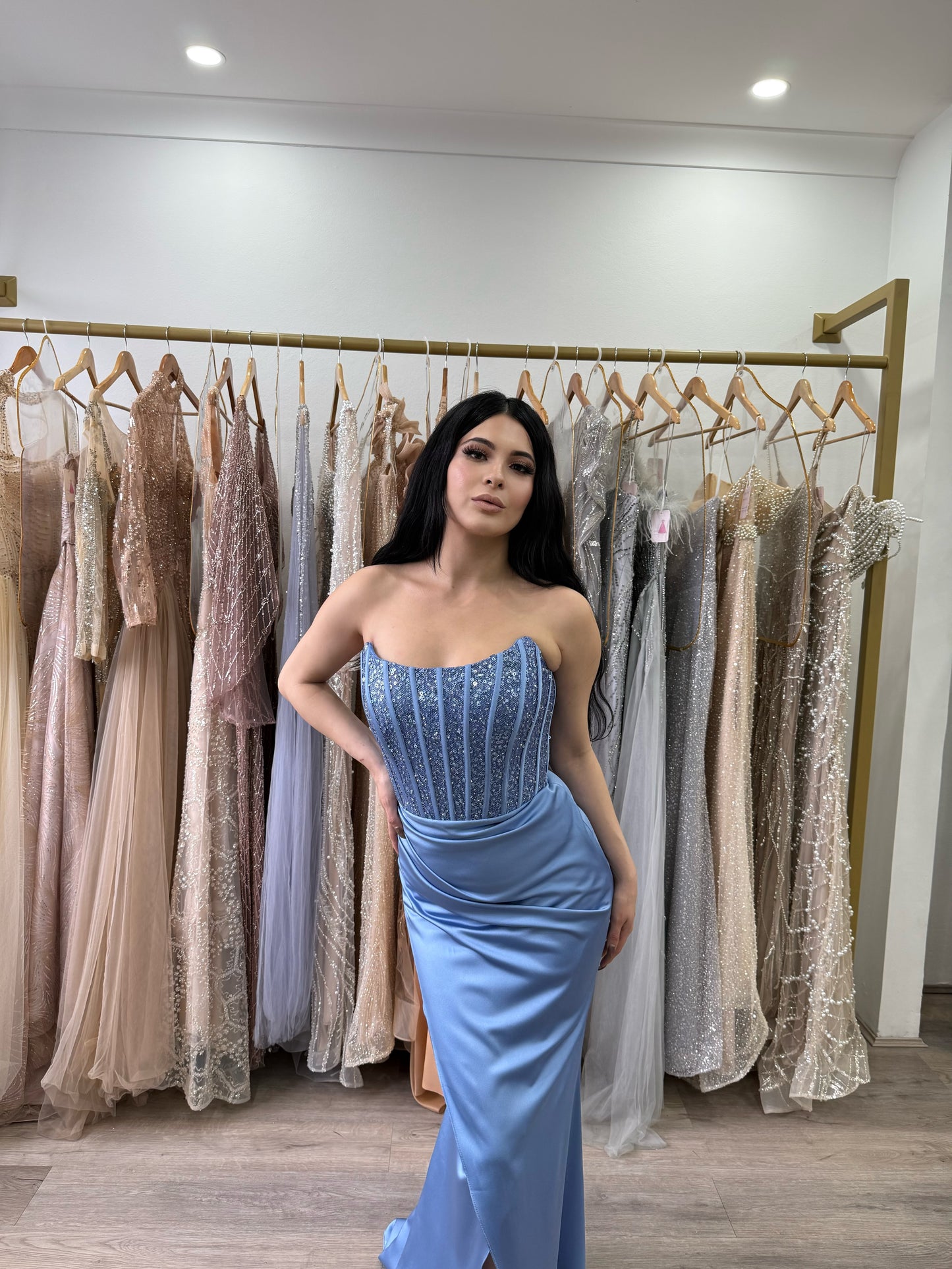 Blue corset formal dress