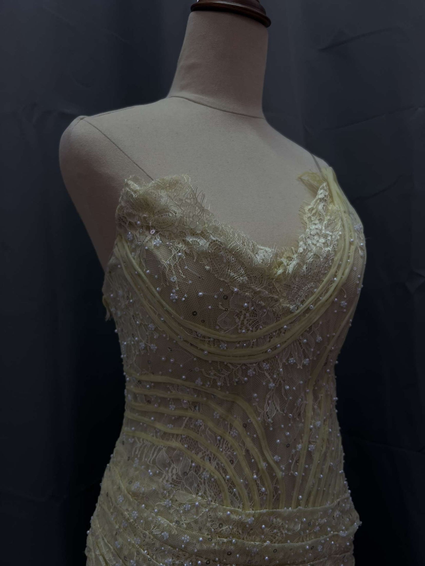 Custom made yellow lace dress