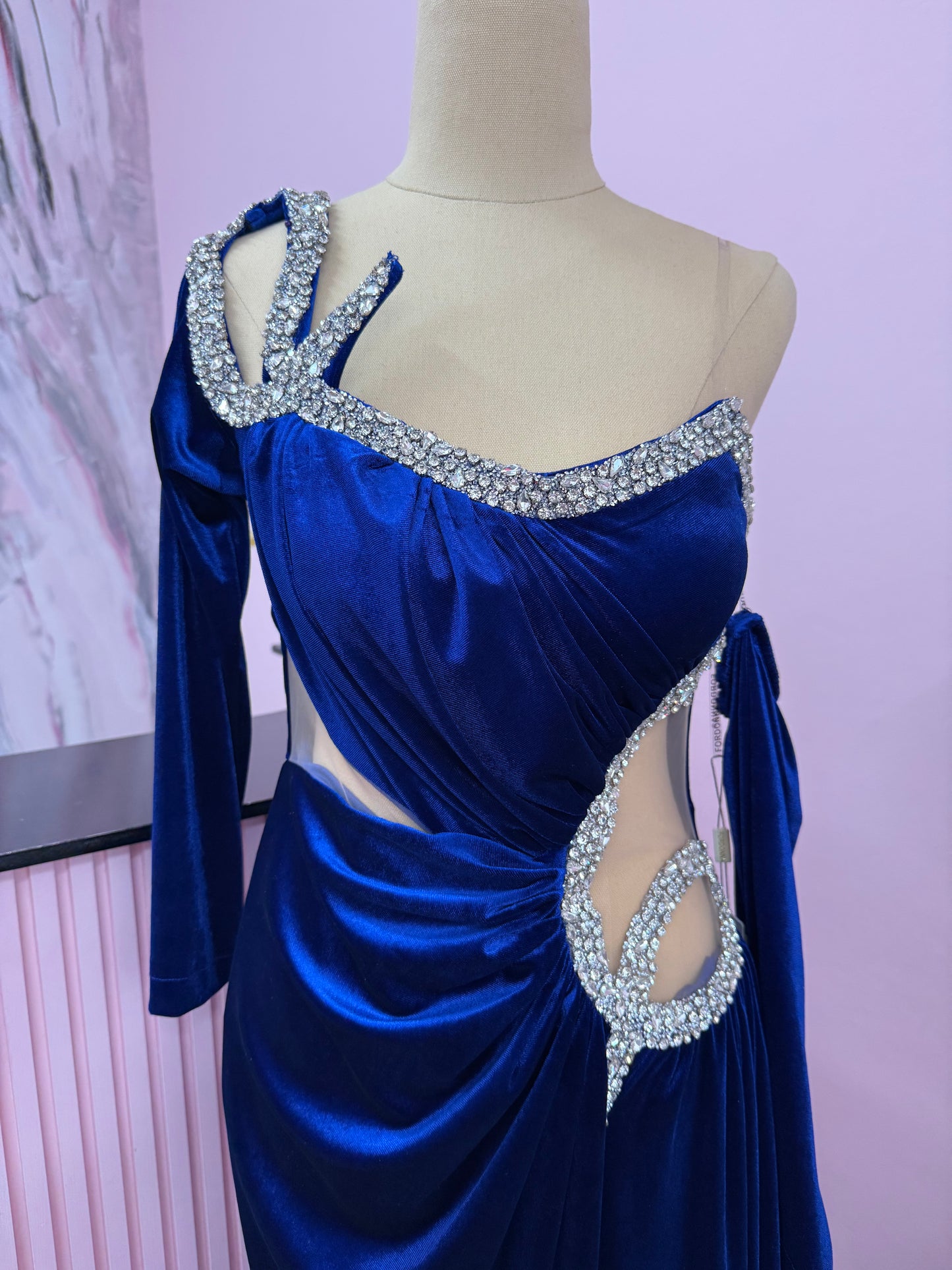 Blue velvet design dress