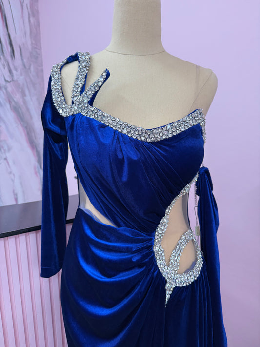 Blue velvet design dress