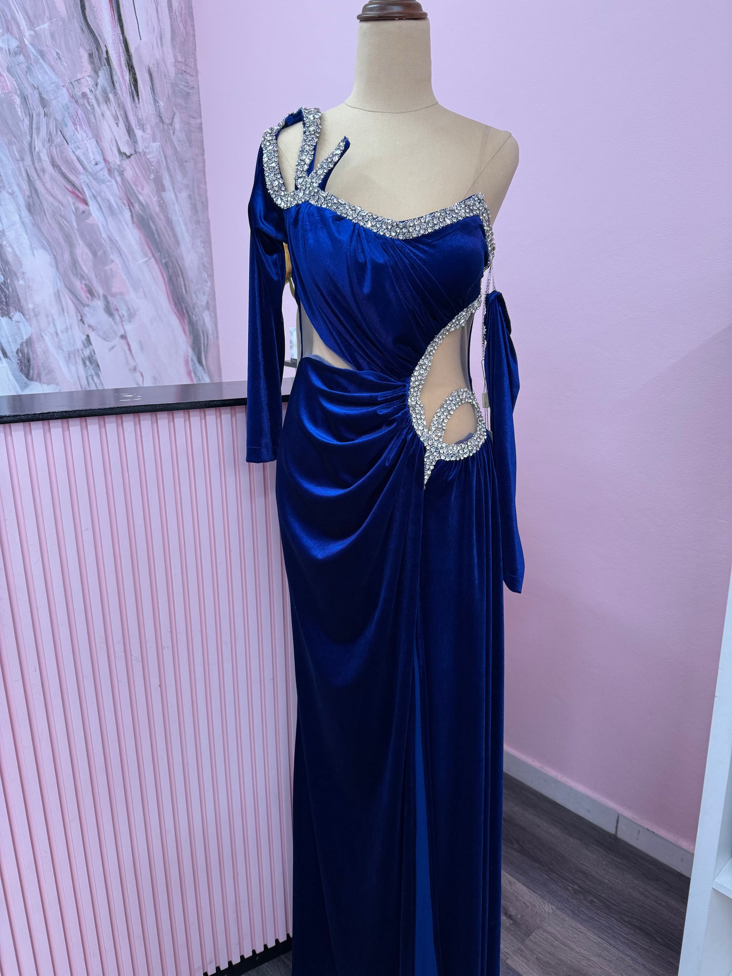 Blue velvet design dress