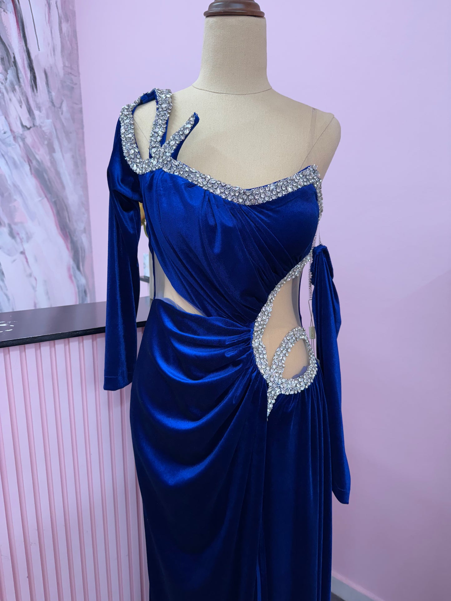 Blue velvet design dress