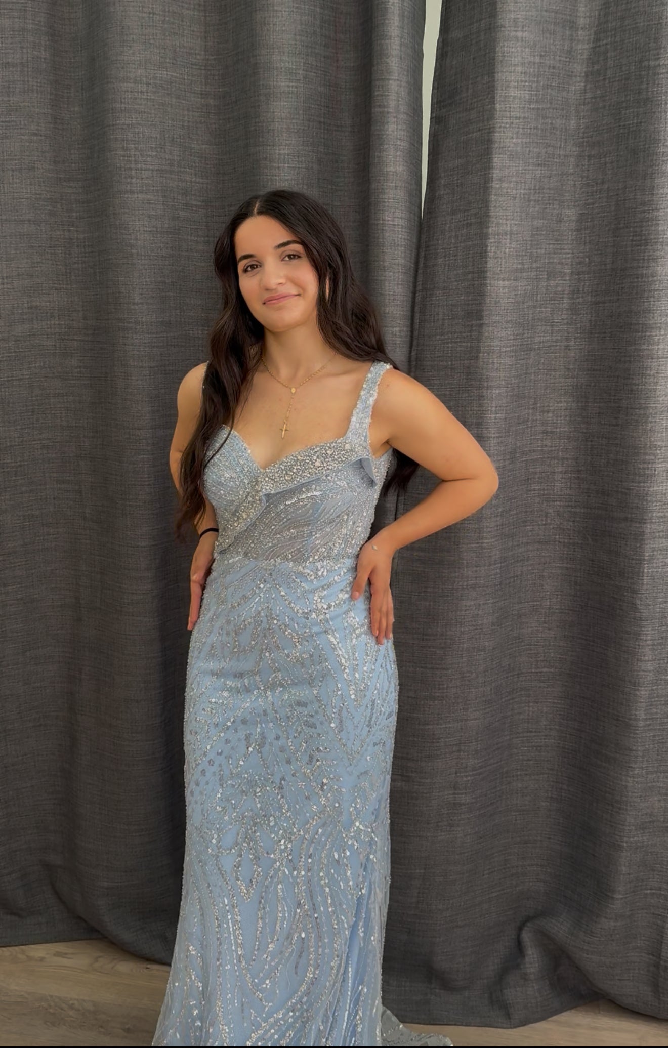 Baby blue fully beaded dress