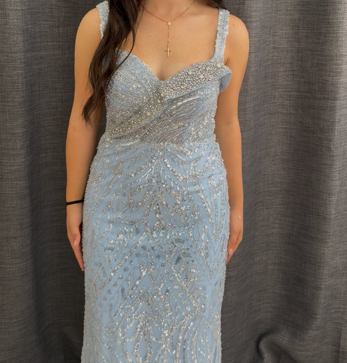 Baby blue fully beaded dress