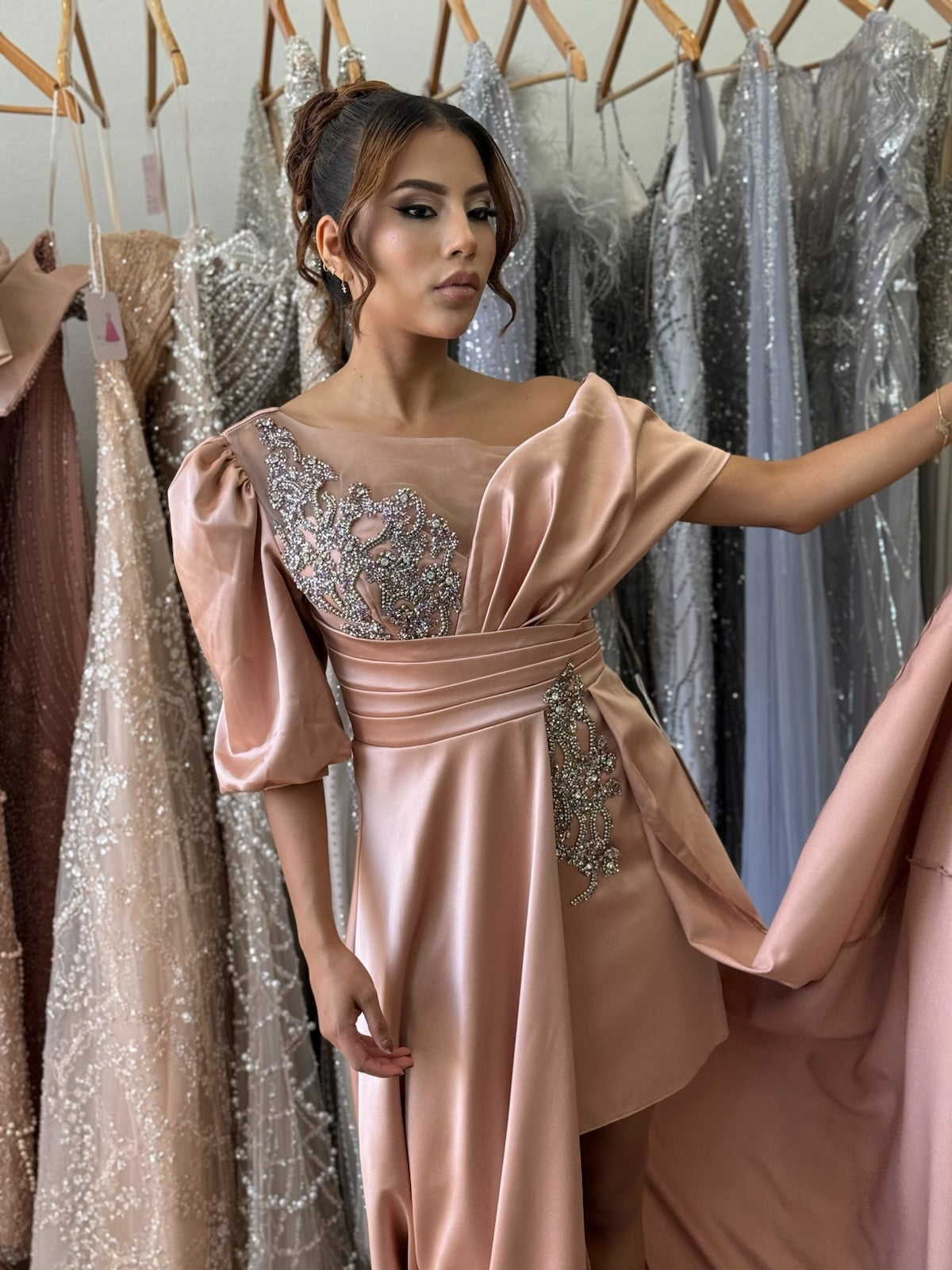 nude/pink formal dress