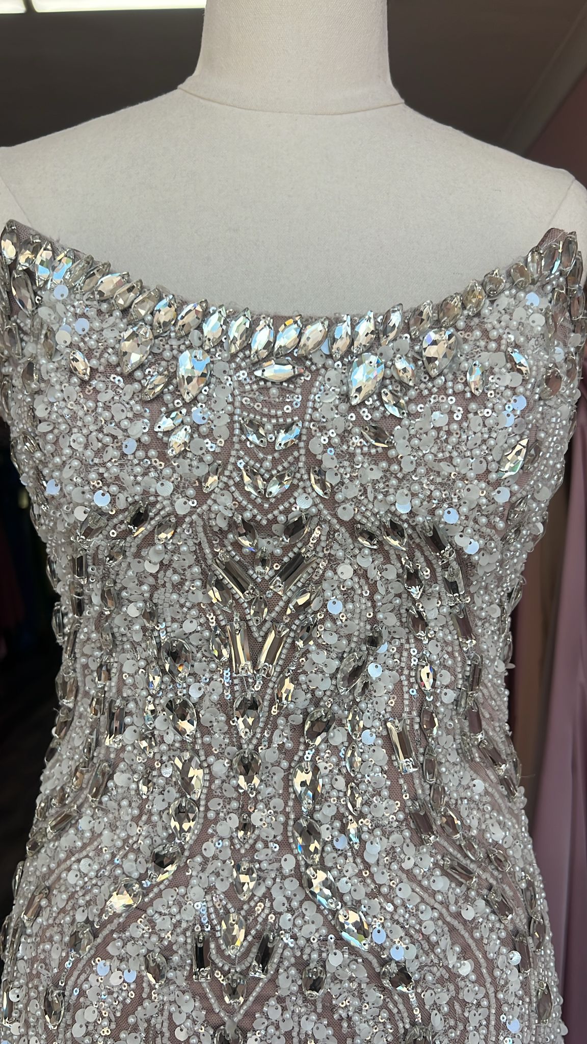 Special custom made nude/silver dress