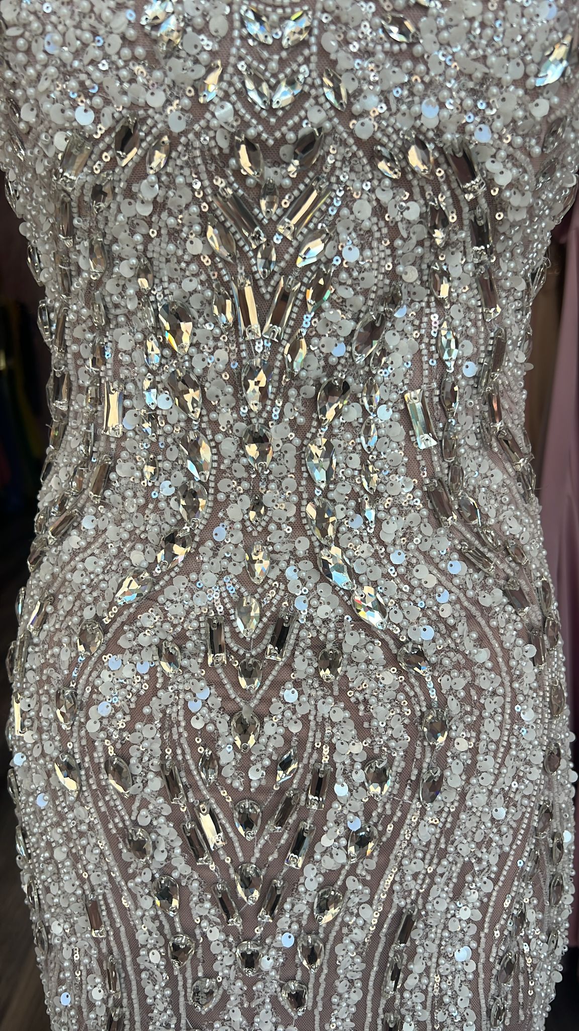 Special custom made nude/silver dress